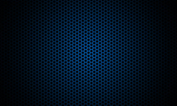 istock Dark blue background. Dark hexagon carbon fiber texture. Navy blue honeycomb metal texture steel background. 1279021749