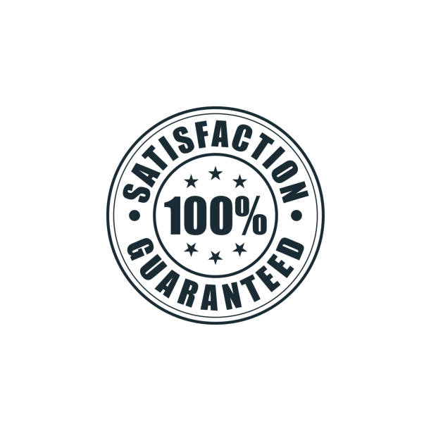 100% zwrot pieniędzy gwarantowany etykieta wektor ilustracja projekt szablon wektorowy - satisfaction guaranteed stock illustrations