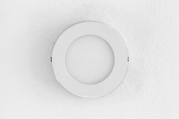 Round recessed light element close-up photo