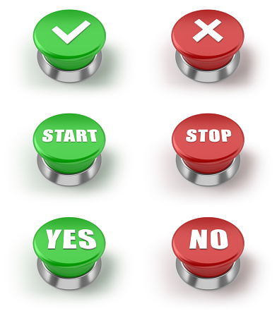 big push buttons isolated on a white background with clipping path