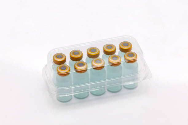 istock Ten vaccine bottles inside closed translucent plastic box 1279036949