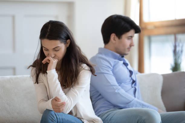 istock Indifferent insulted upset spouses thinking about divorce after quarrel 1279040698