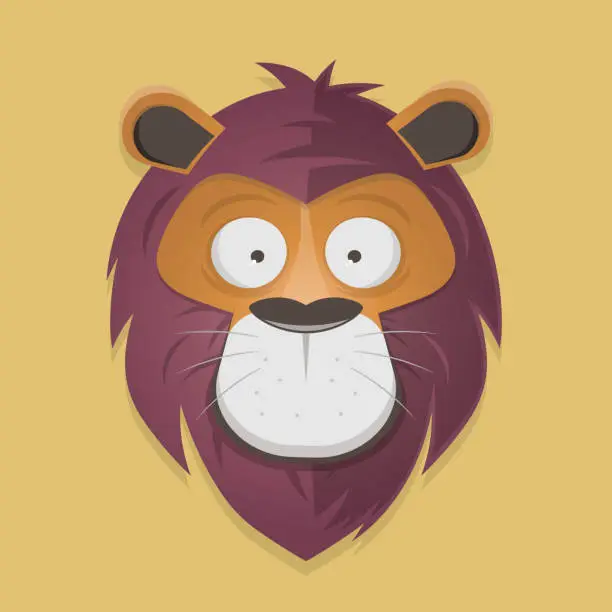 Vector illustration of funny lion head cartoon illustration