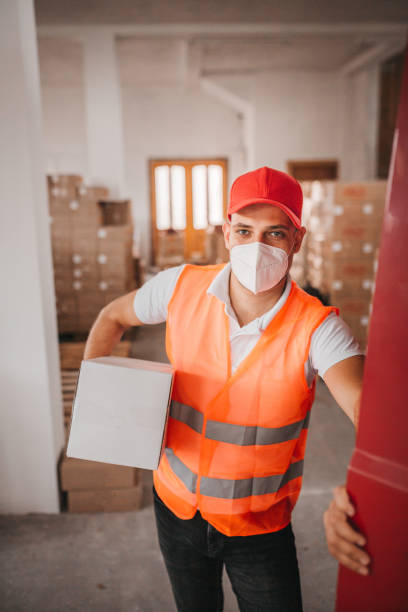 istock Food delivery man 1279043054