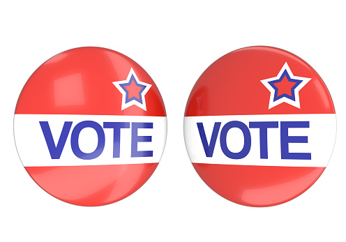 Vote election badge button, 3D rendering