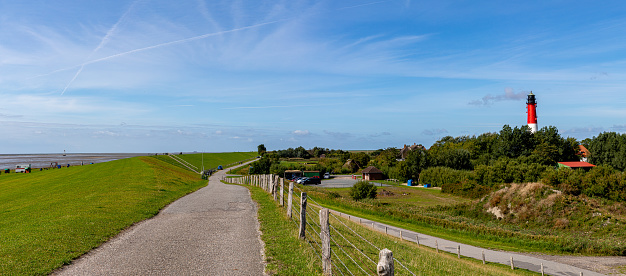 View of the Pellworm lighthouse from the dike