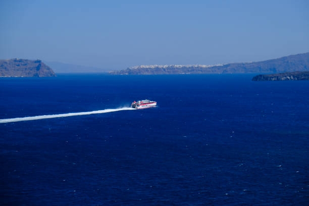 Minoan lines passenger boat on its way to Santorini island, Greece on Aug. 18, 2020