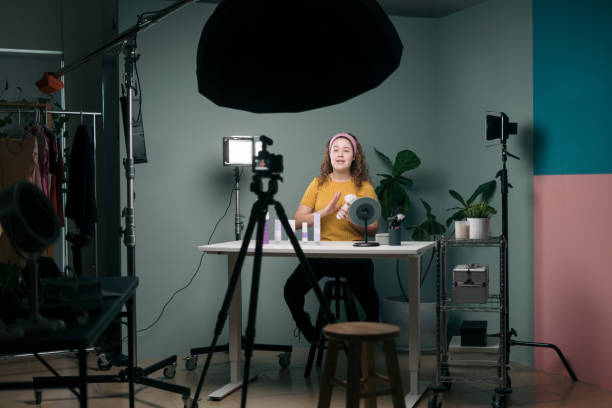 istock Latin female vlogger making video 1279047823