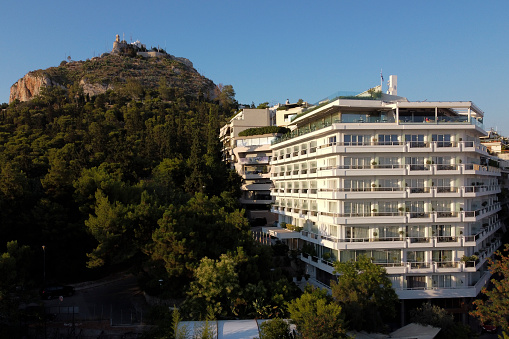 Exterior view of St George Lycabettus hotel in Athens, Greece on August 4,  2020