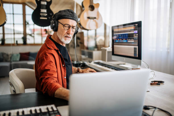 istock Practicing new song at home music studio 1279050516