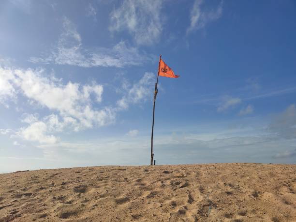 istock Bhagwa flag flying high in the seashore. 1279058326