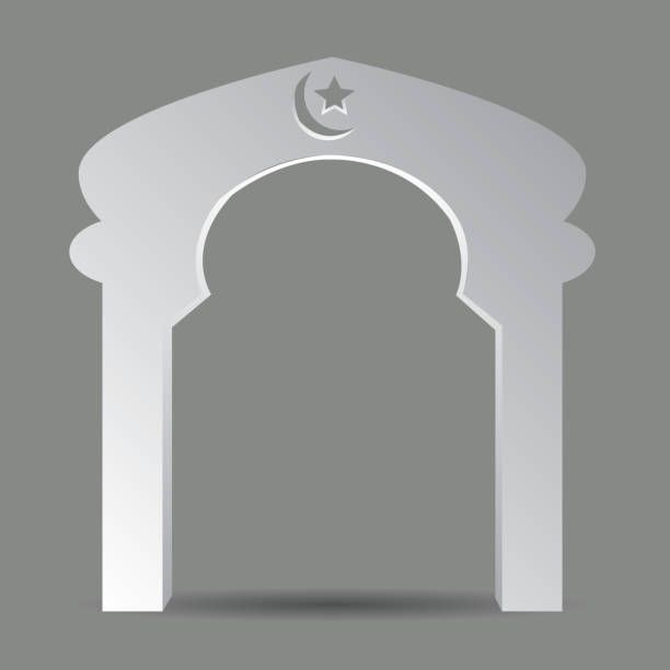 istock Gate entrance exhibition booth islamic ornament style blank color empty. Vector editable. 1279059528