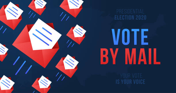 Vote by mail vector illustration. Stay Safe concept The 2020 United States Presidential Election. Template for background, banner, card, poster with text inscription. Vote by mail vector illustration. Stay Safe concept The 2020 United States Presidential Election. Template for background, banner, card, poster with text inscription. early voting stock illustrations