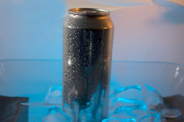 istock Water drops on surface of silver can tonic drink 1279072932
