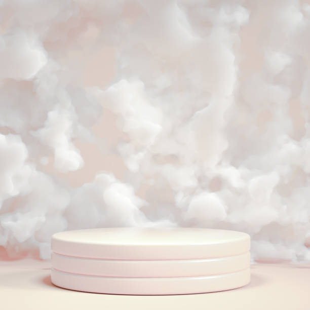 Minimalism background with smoke and clouds. 3d illustration, 3d rendering. stock photo