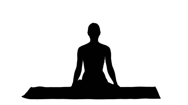 silhouette спортивная привлекательная женщина, практикующая йогу, сидя в l - yoga women emotional stress praying stock illustrations