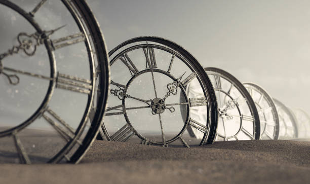 istock Antique Glass Clocks In The Desert 1279083430