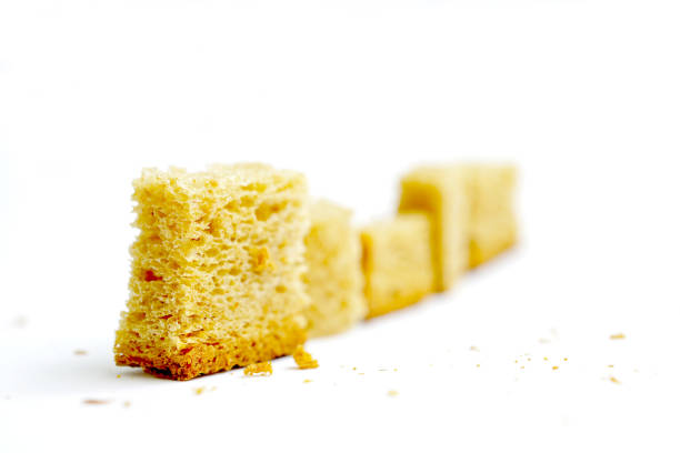 image of slices of bread on a white background