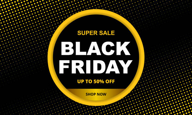 Black friday sale dark abstract background. Vector banner with circle and halftone effect. Black friday sale dark abstract background. Vector banner with circle and halftone effect. friday stock illustrations