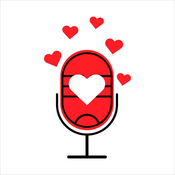 istock microphone icon. microphone and love icon. concept for podcast, radio show about romance. 1279101479