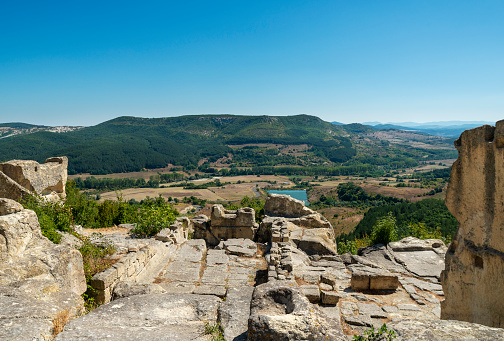 View at Rhodope mountains from the Archaeological complex Perperikon. Kardzhali region, Bulgaria, Europe.