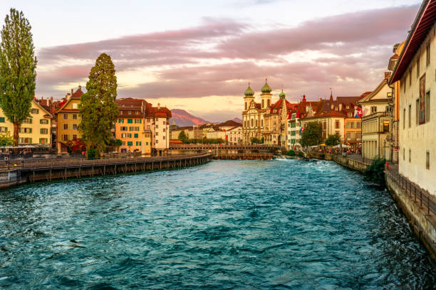 istock sunset on Lucerne in Switzerland 1279104375