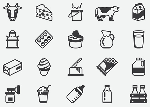 Milk and Dairy Products Pixel Perfect Icons