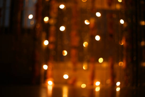 Decorative and defocused illuminated background on Diwali Festival.