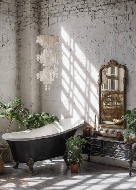 istock Cozy and comfortable room with interior in bohemian style 1279108214