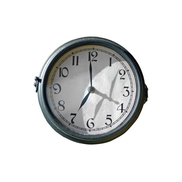 istock five o'clock on the white wall clocks isolated 1279108267