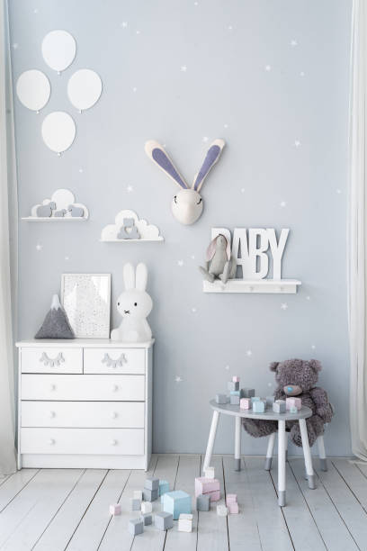 istock Kids room with light interior design in apartment 1279108315