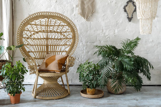 istock Cozy and comfortable room with interior in bohemian style 1279108353