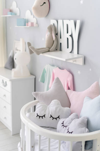 istock Kids room with light interior design in apartment 1279108445