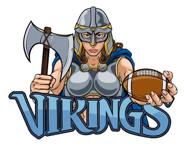 Vector illustration of Viking Trojan Celtic Knight Football Warrior Woman