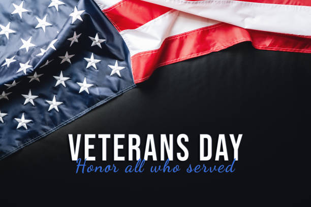 istock Veterans day. Honoring all who served. American flag on black background. 1279118003
