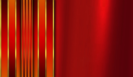 Gold, black and red shades vertical lines technology background.