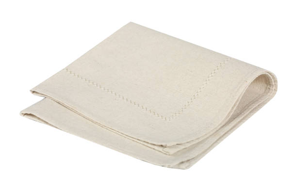 istock Burlap kitchen towel isolated on white.Beige folded napkin,tablecloth. 1279120816