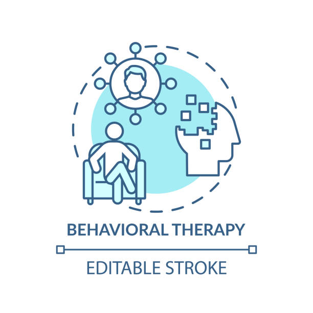 Behavioral therapy concept icon Behavioral therapy concept icon. Mental health disorders treatment idea thin line illustration. Clinical psychotherapy. Cognitive psychology. Vector isolated outline RGB color drawing. Editable stroke self destructive stock illustrations