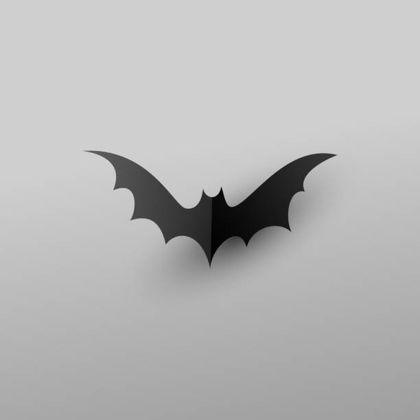 istock Halloween hand drawing black bat with shadow isolated on white background. Bats silhouettes. . Vector illustration. 1279124528