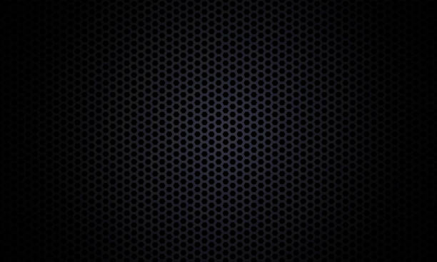 ilustrações de stock, clip art, desenhos animados e ícones de black background. dark hexagon carbon fiber texture. black honeycomb metal texture steel background. - fiber backgrounds textured black