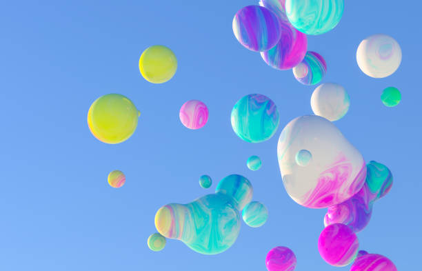 istock Abstract 3d art background. Colorful sphere floating on blue sky. 1279127700