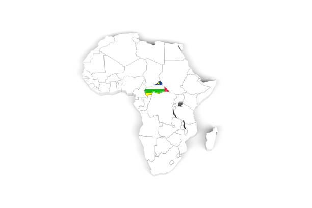 istock Africa 3d map with borders marked - Madagascar area marked with Madagascar flag 1279130091