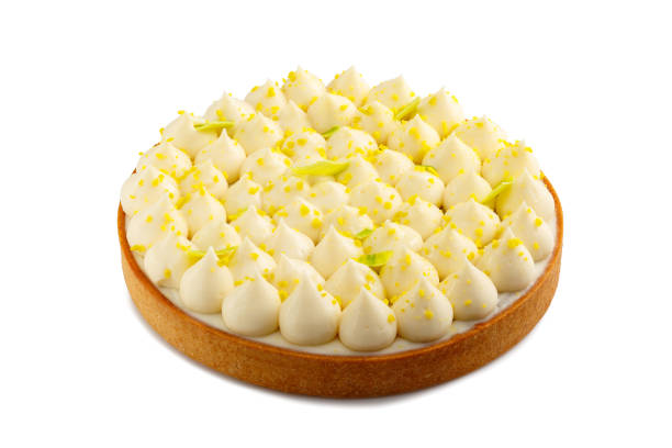 istock Big tart with cream isolated on a white 1279130305