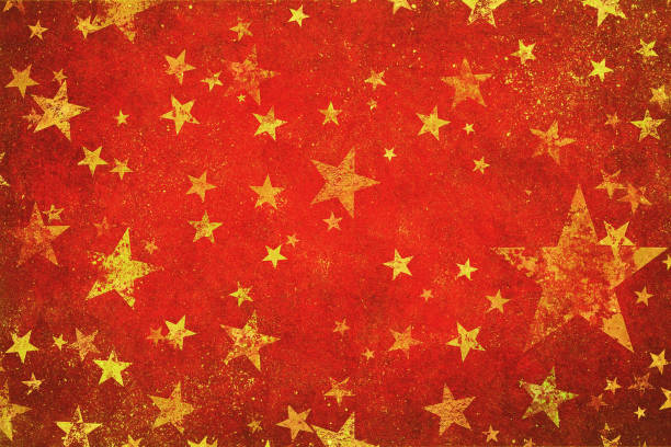 Star shapes on Blue and orange paper background.