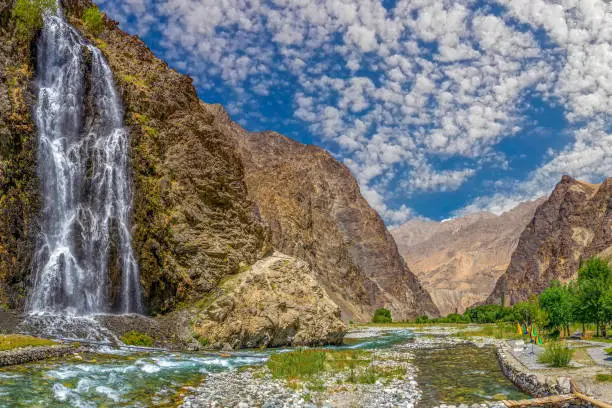 Mantoka Waterfall in the karakoram mountains near Skardu