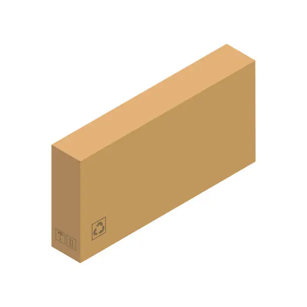 Vector illustration of Isometric parcel icon.Packing box vector illustration isolated on white background.