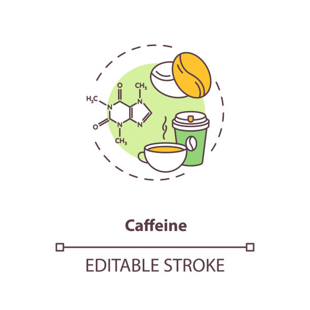 Caffeine concept icon Caffeine concept icon. High caffeine energy drinks idea thin line illustration. Coffee cup. Natural stimulant. Coffee beans. Vector isolated outline RGB color drawing. Editable stroke caffeine molecule stock illustrations