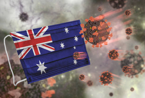 istock Face mask with flag of Australia, defending coronavirus 1279140222