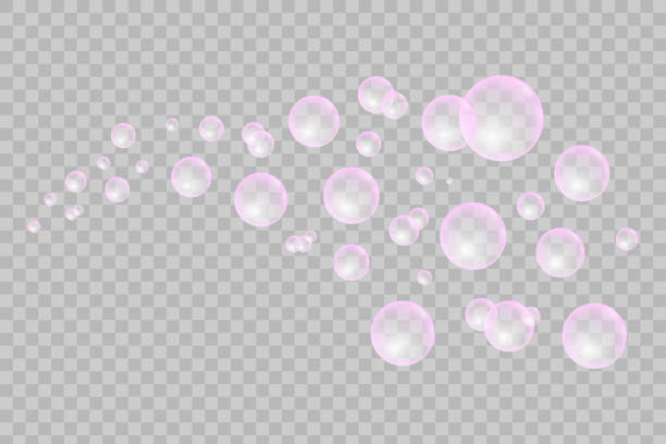 투명한 배경에 비누 거품. 샴푸 폼. 사실적인 거품 - water drop bubble bubble wand stock illustrations