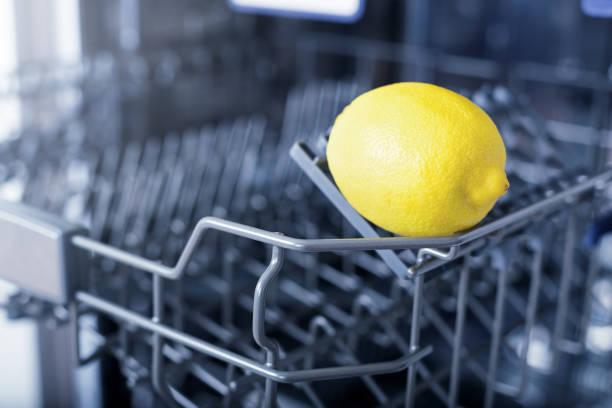 istock Home appliance dishwashing machine in kitchen interior, no people 1279141818